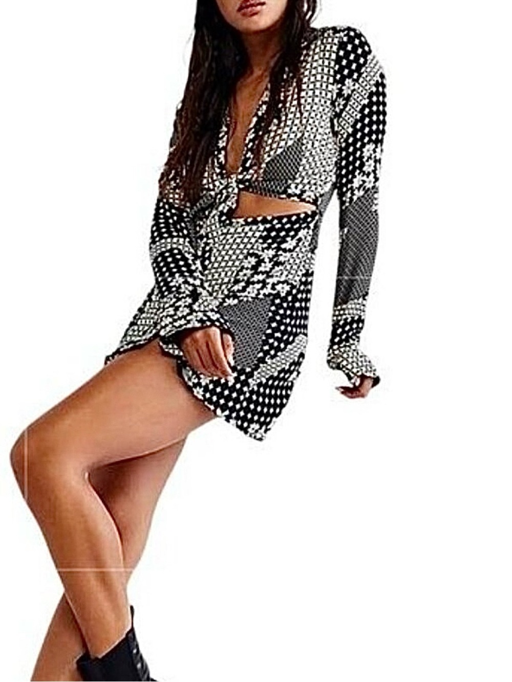 Free People Miki Dress in Black Combo Size Small NWOT